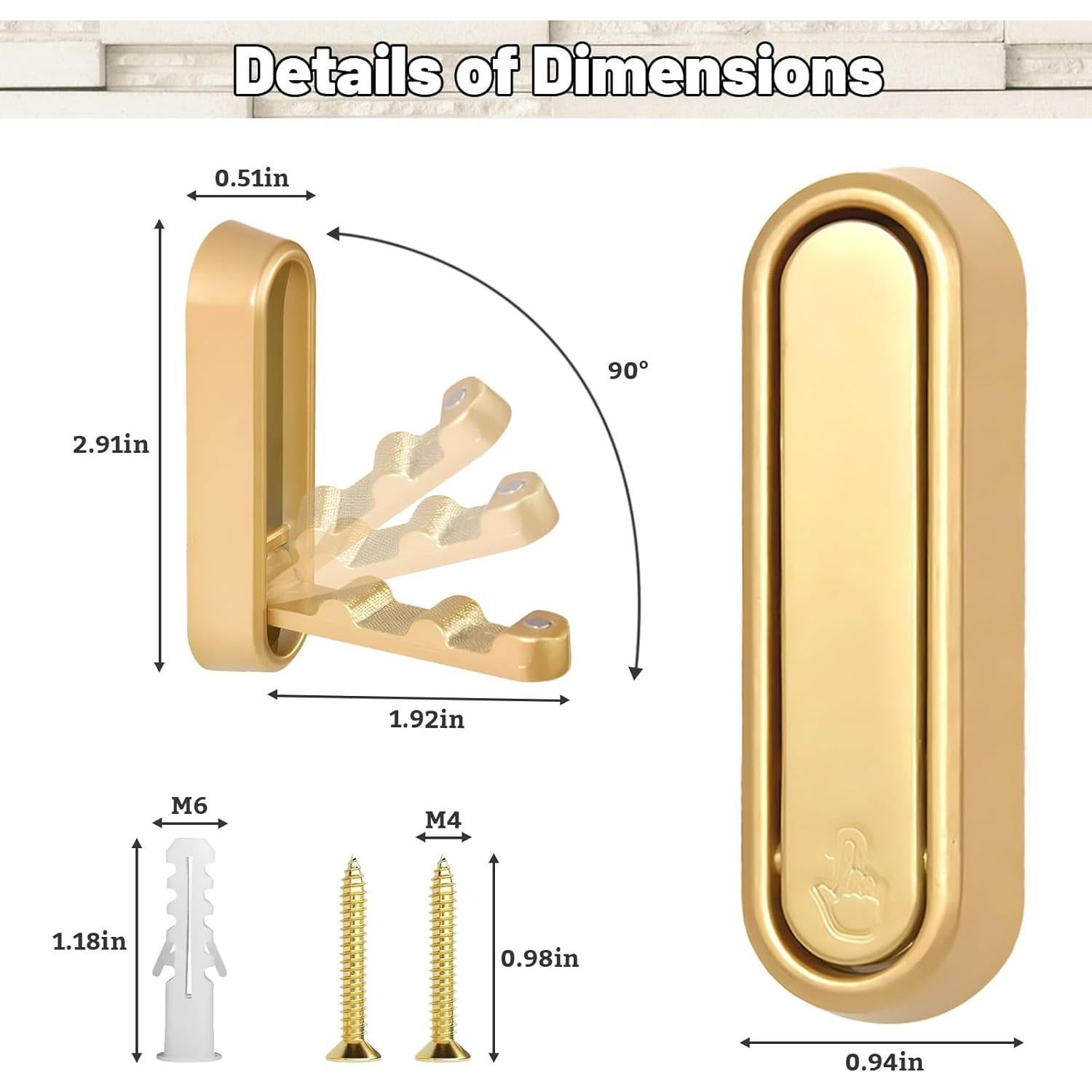 Ganchos de Pared Plegables Grnheat Dorados 4 Piezas 18 kg