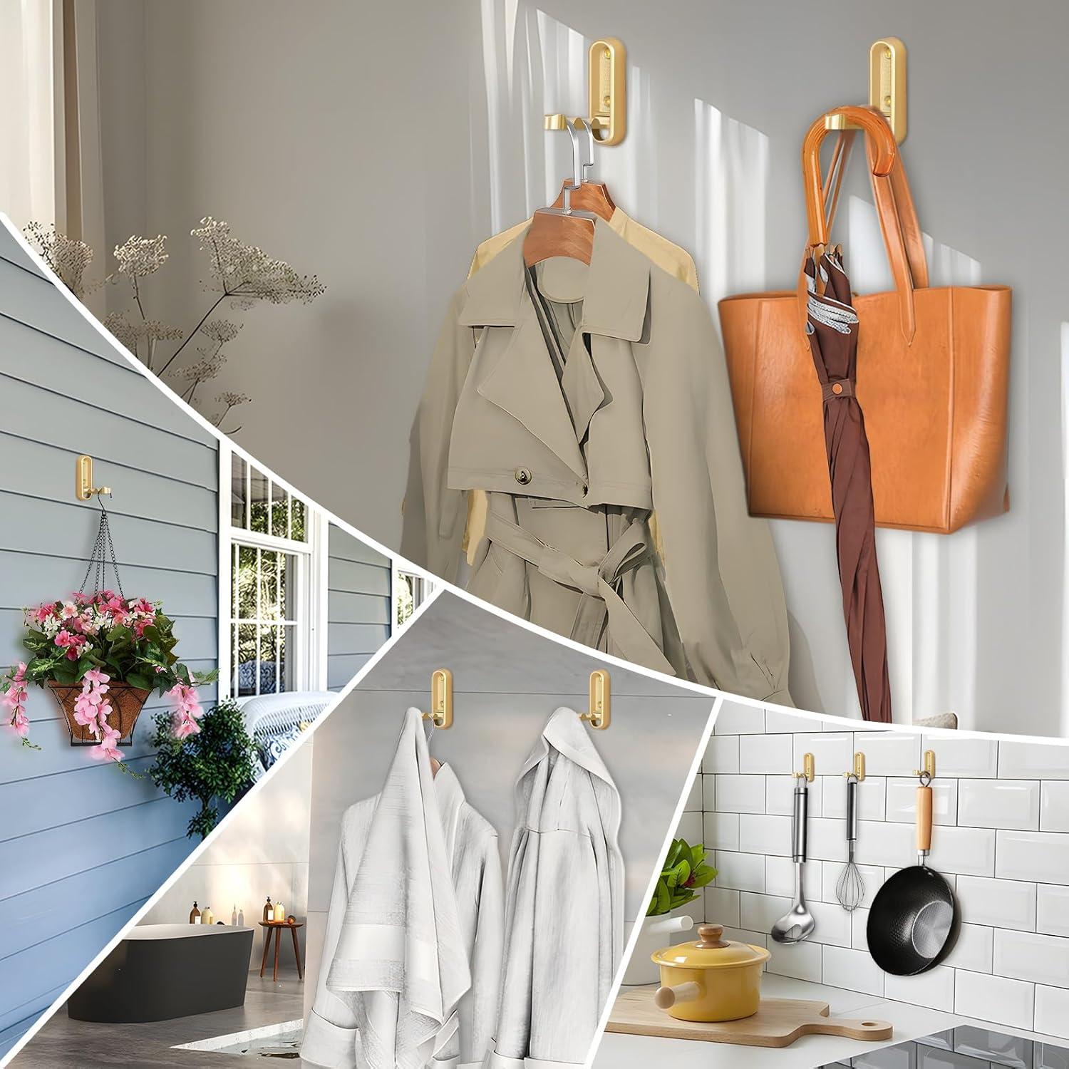 Ganchos de Pared Plegables Grnheat Dorados 4 Piezas 18 kg