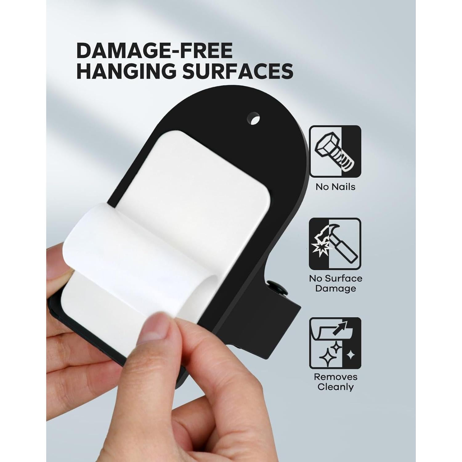 Soporte de Escoba Montaje en Pared MCOMCE Negro 4 Ganchos