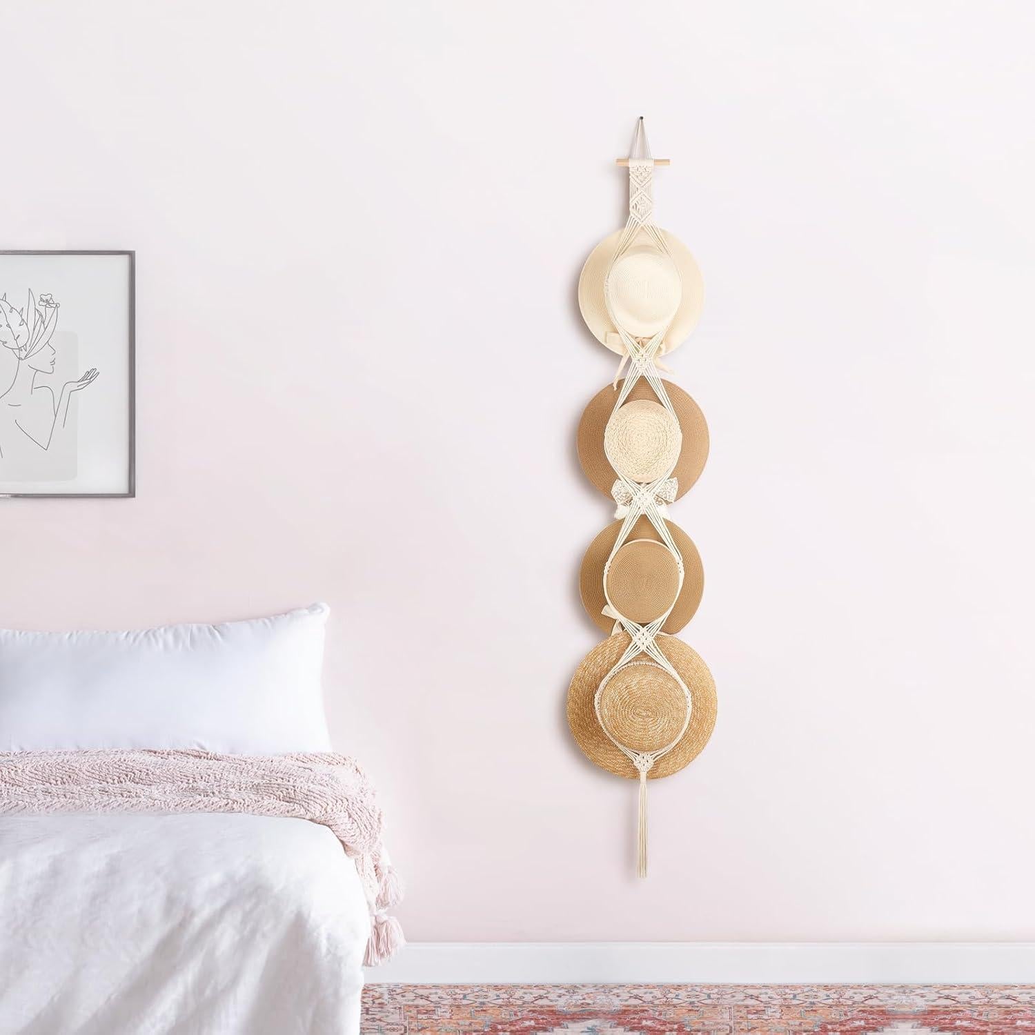 Perchero de Sombreros Dahey Hecho a Mano 4 Estilos Blanco Roto