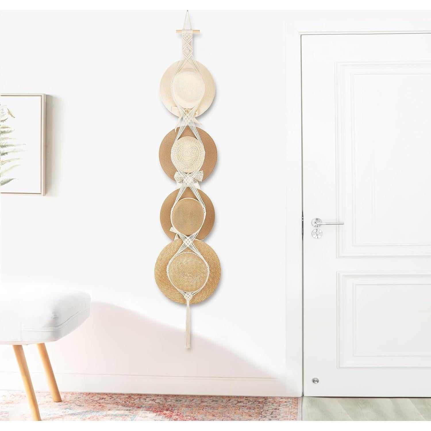 Perchero de Sombreros Dahey Hecho a Mano 4 Estilos Blanco Roto