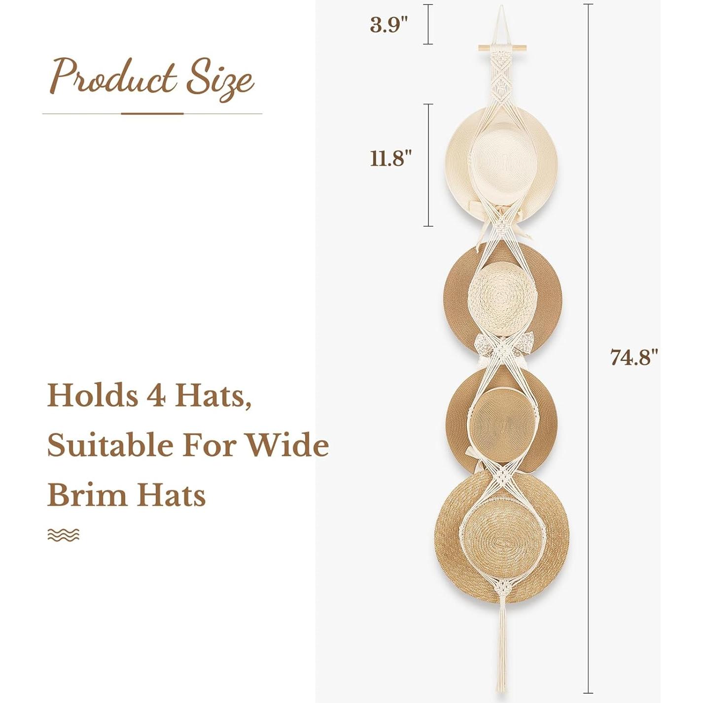 Perchero de Sombreros Dahey Hecho a Mano 4 Estilos Blanco Roto