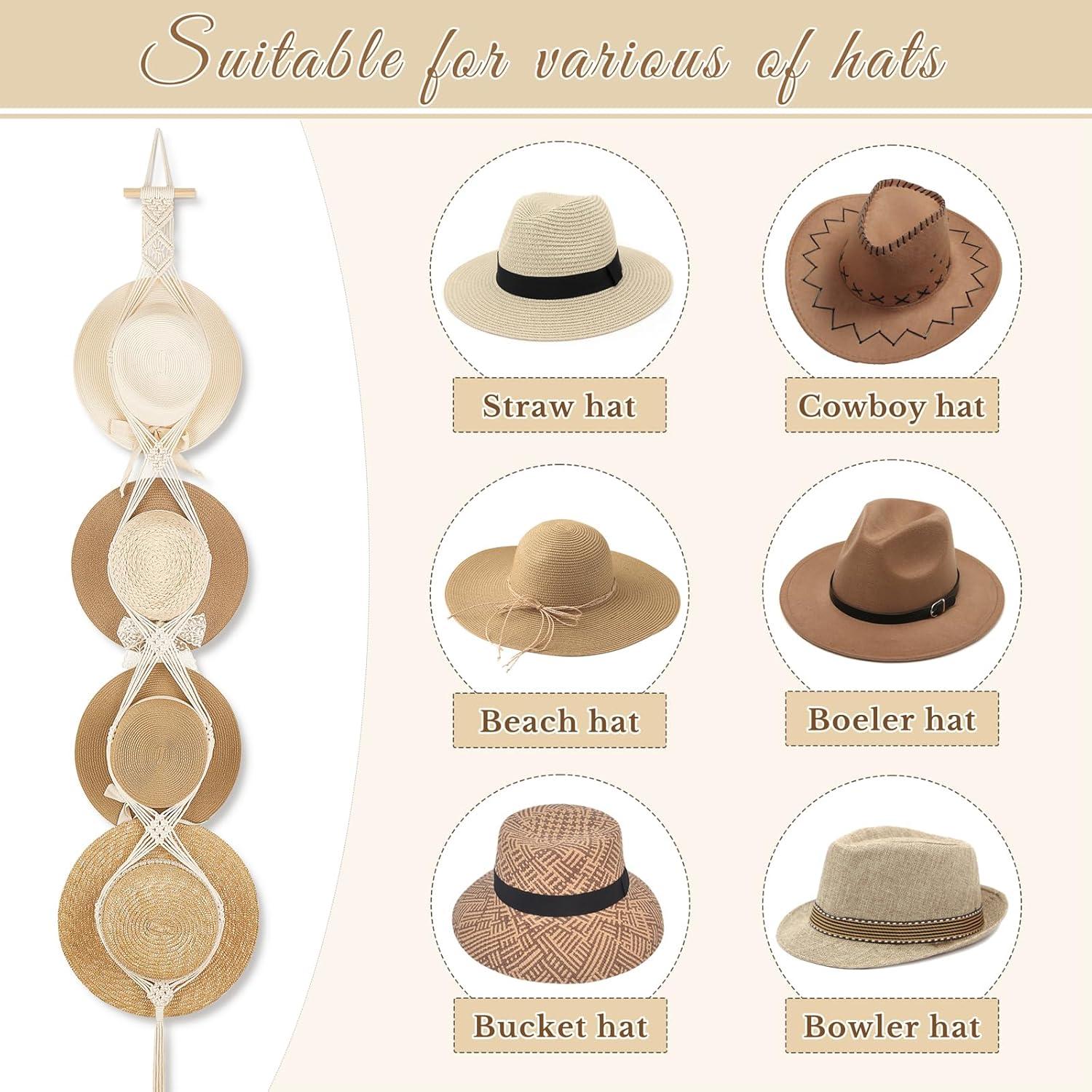 Perchero de Sombreros Dahey Hecho a Mano 4 Estilos Blanco Roto