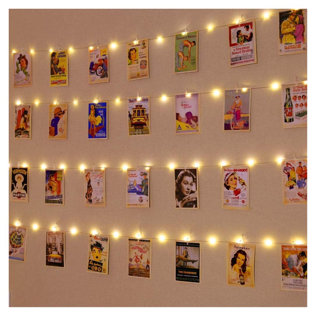 Luz de Cuerda LED HXWEIYE 10M 100 LEDs con Clips y Temporizador