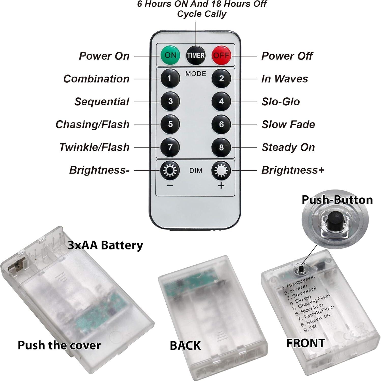 Luz de Cuerda LED HXWEIYE 10M 100 LEDs con Clips y Temporizador