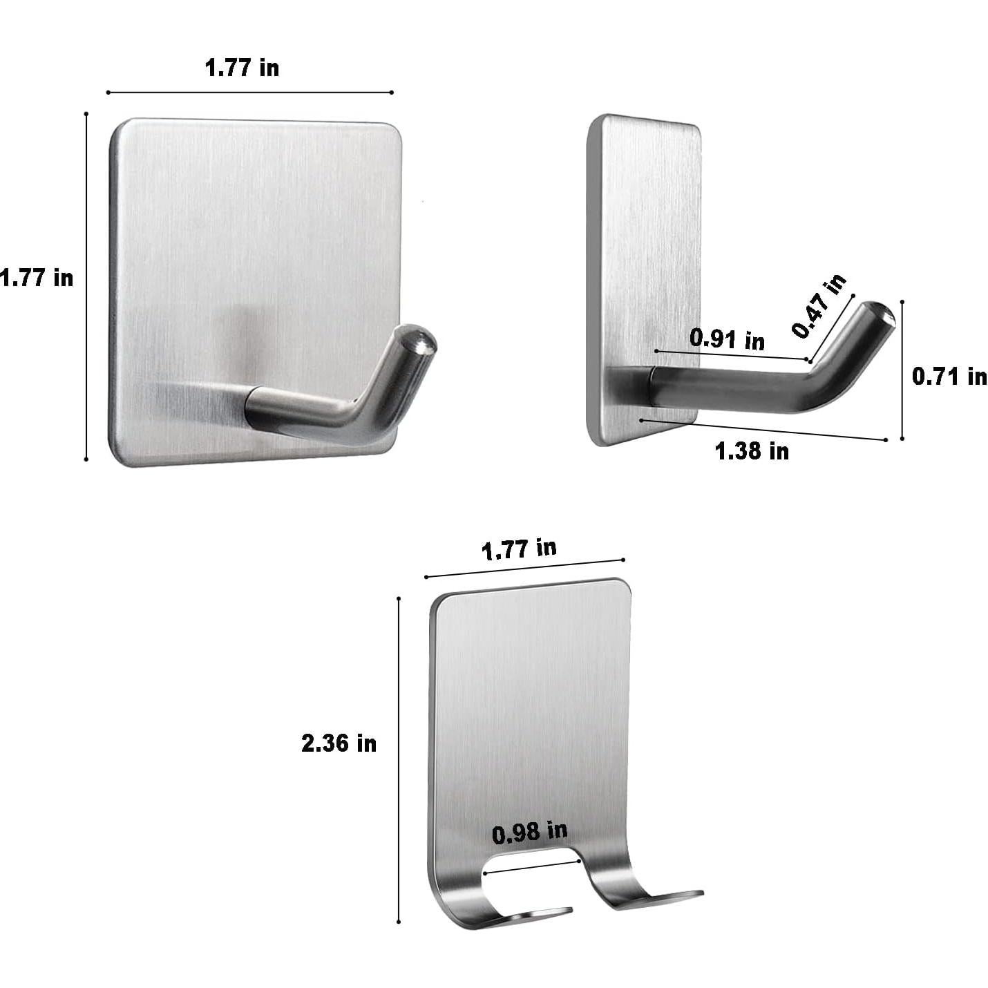 Paquete de 8 Ganchos Adhesivos Aobvrey Plata - Soportes para Ducha