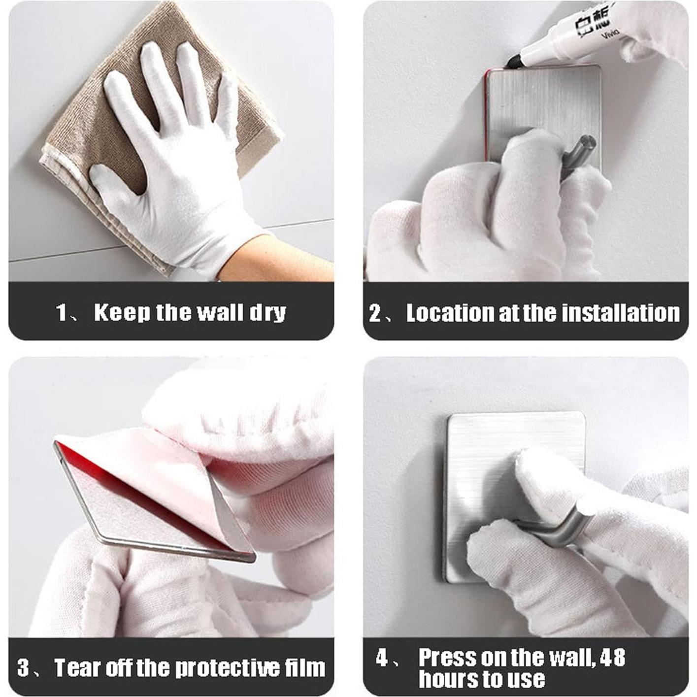 Paquete de 8 Ganchos Adhesivos Aobvrey Plata - Soportes para Ducha