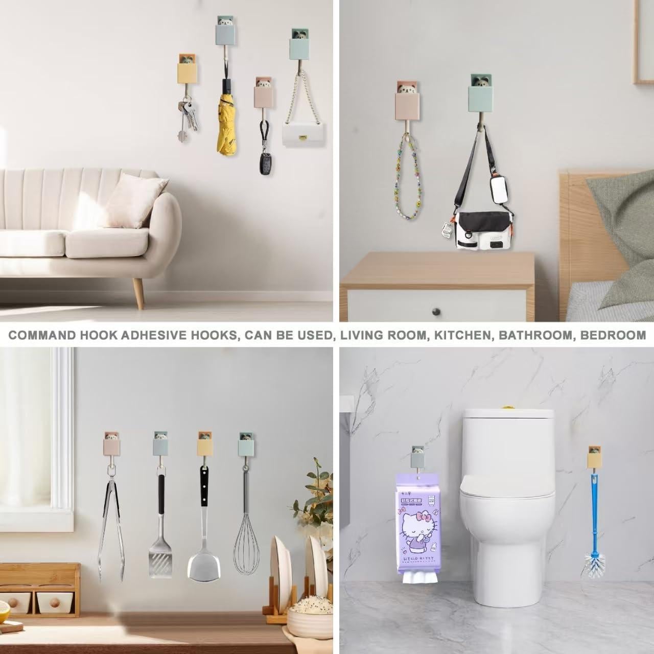 Ganchos Adhesivos Creativos FUZSKWID para Pared - Gato 4 PCS