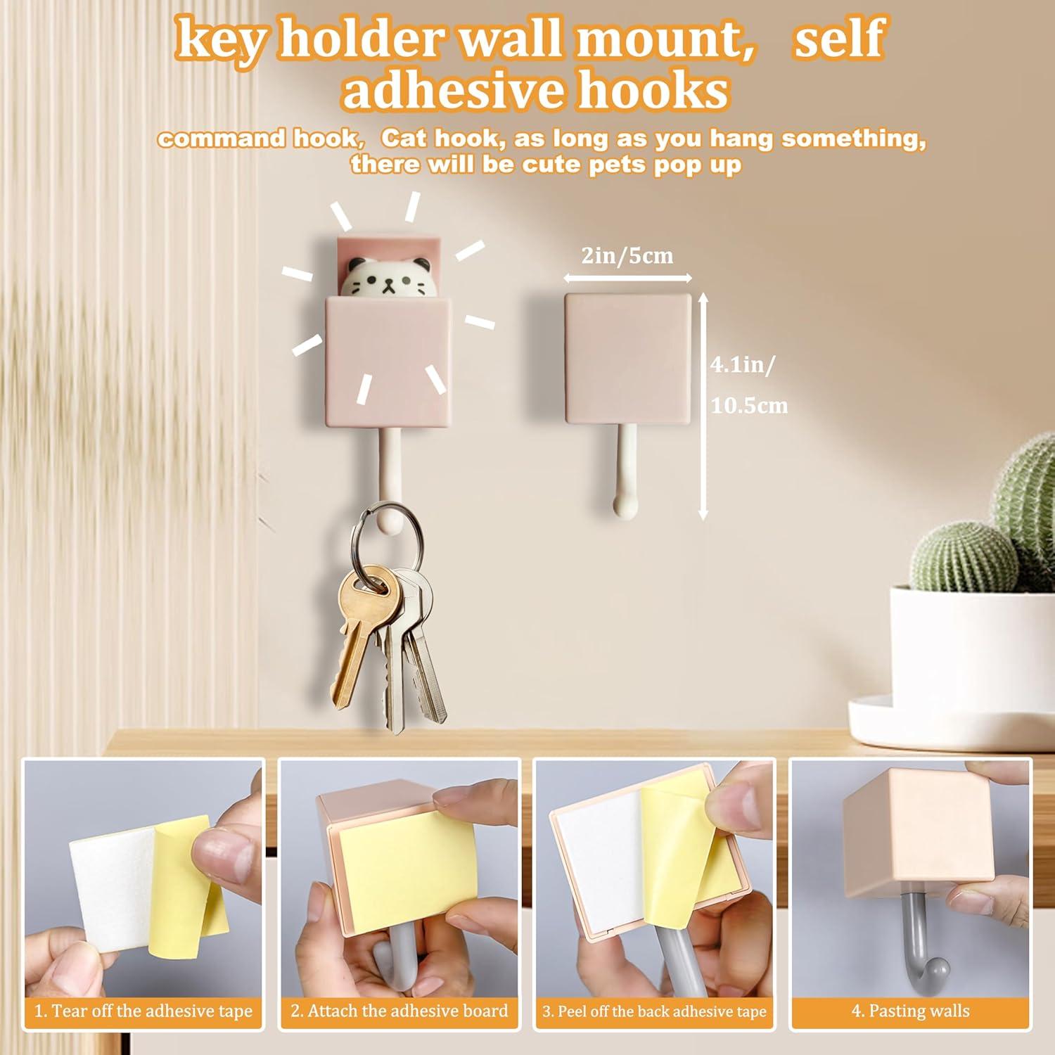 Ganchos Adhesivos Creativos FUZSKWID para Pared - Gato 4 PCS