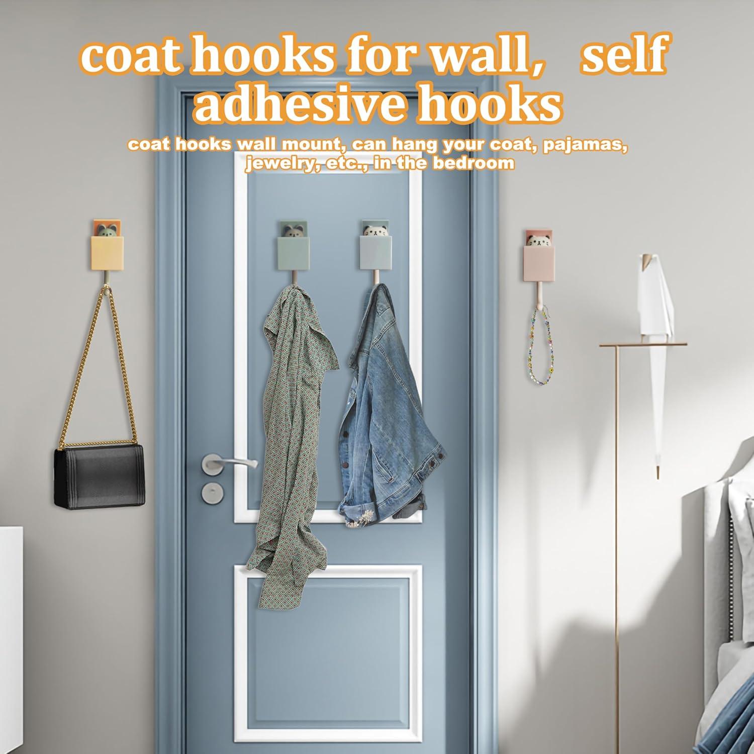 Ganchos Adhesivos Creativos FUZSKWID para Pared - Gato 4 PCS