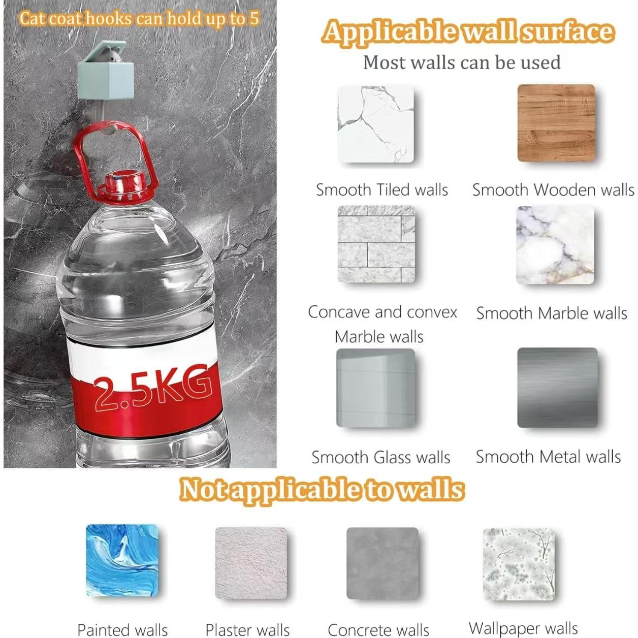 Ganchos Adhesivos Creativos FUZSKWID para Pared - Gato 4 PCS