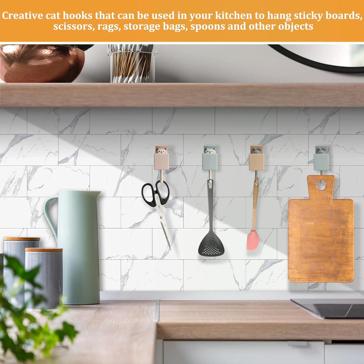 Ganchos Adhesivos Creativos FUZSKWID para Pared - Gato 4 PCS