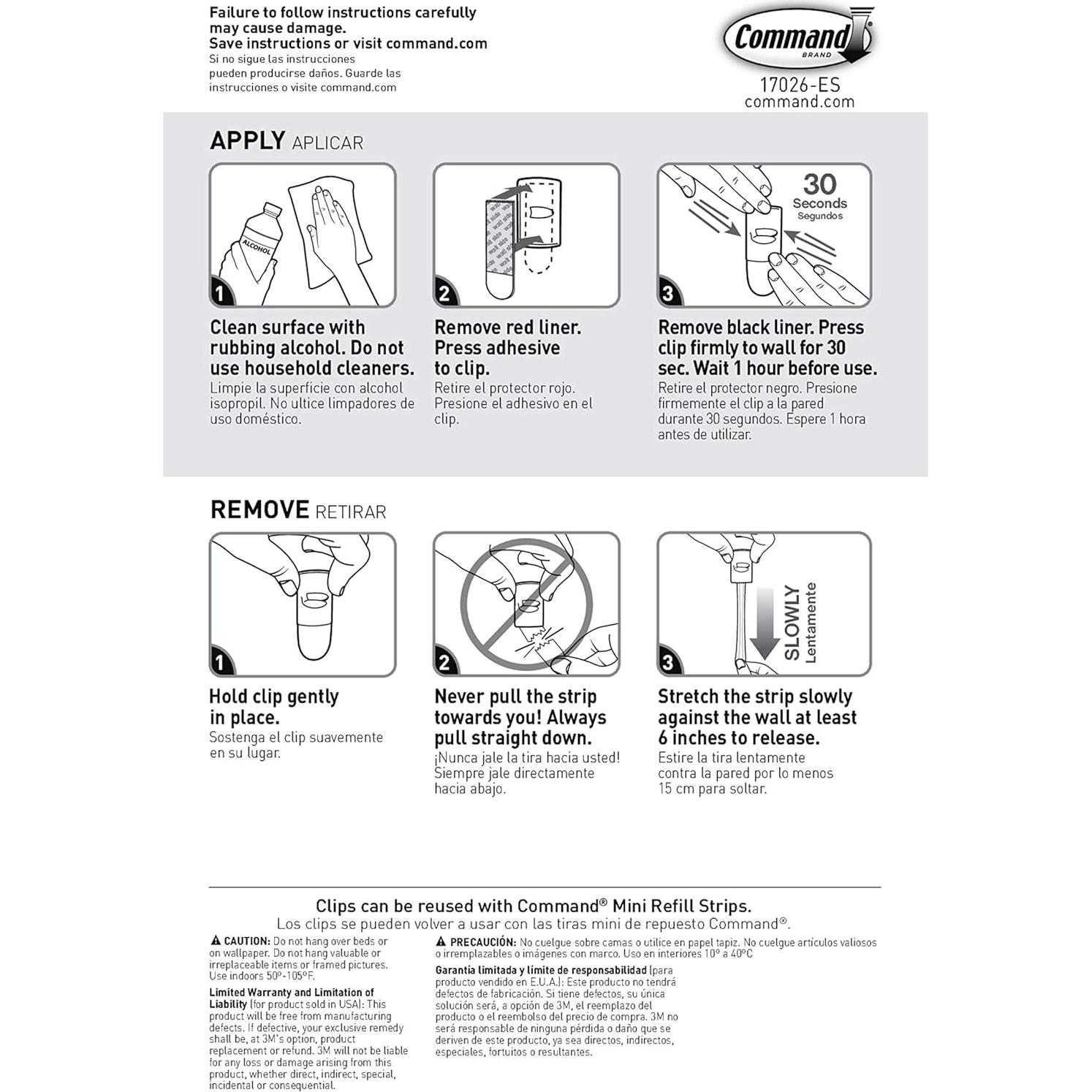 Clips Decorativos Transparentes Command 20 Piezas Sin Daños