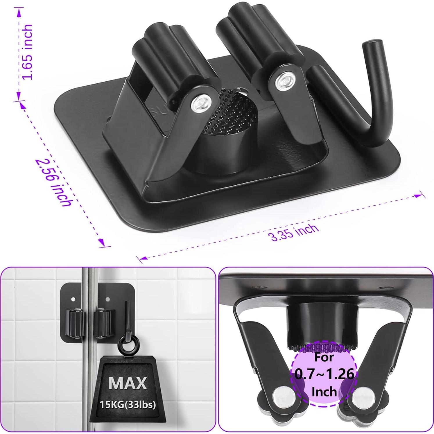 Soporte para Escobas YUWANTING de Acero Inoxidable Negro 4 Ganchos