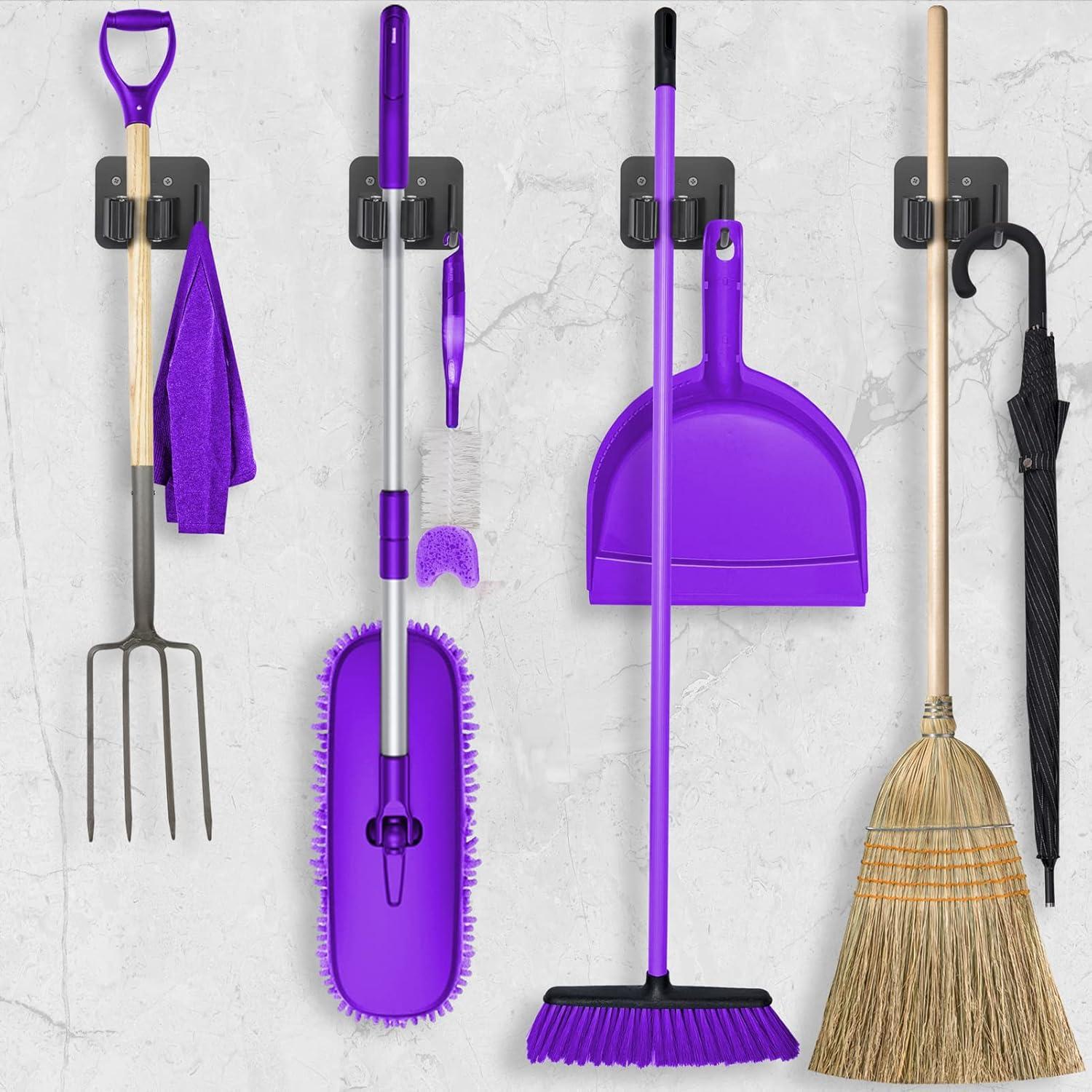 Soporte para Escobas YUWANTING de Acero Inoxidable Negro 4 Ganchos