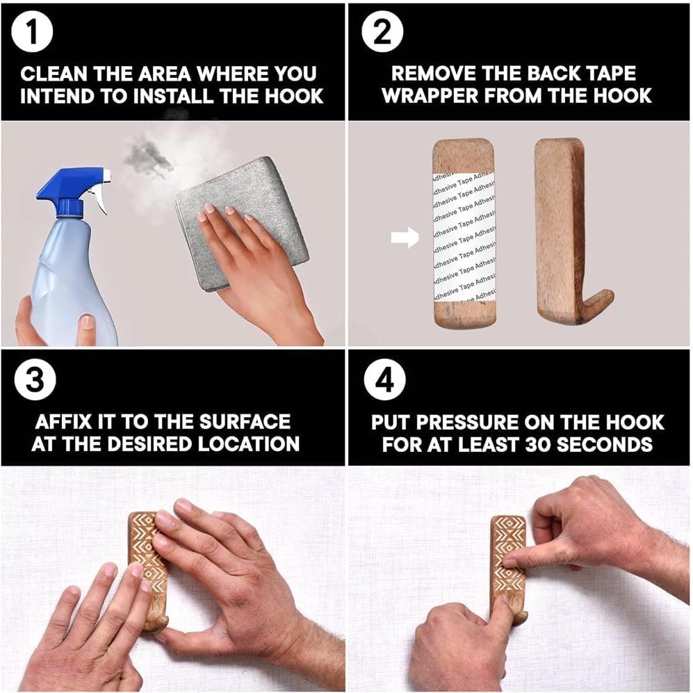 Ganchos Adhesivos de Madera Boho Indian Shelf - 3 Piezas, 4.54 kg