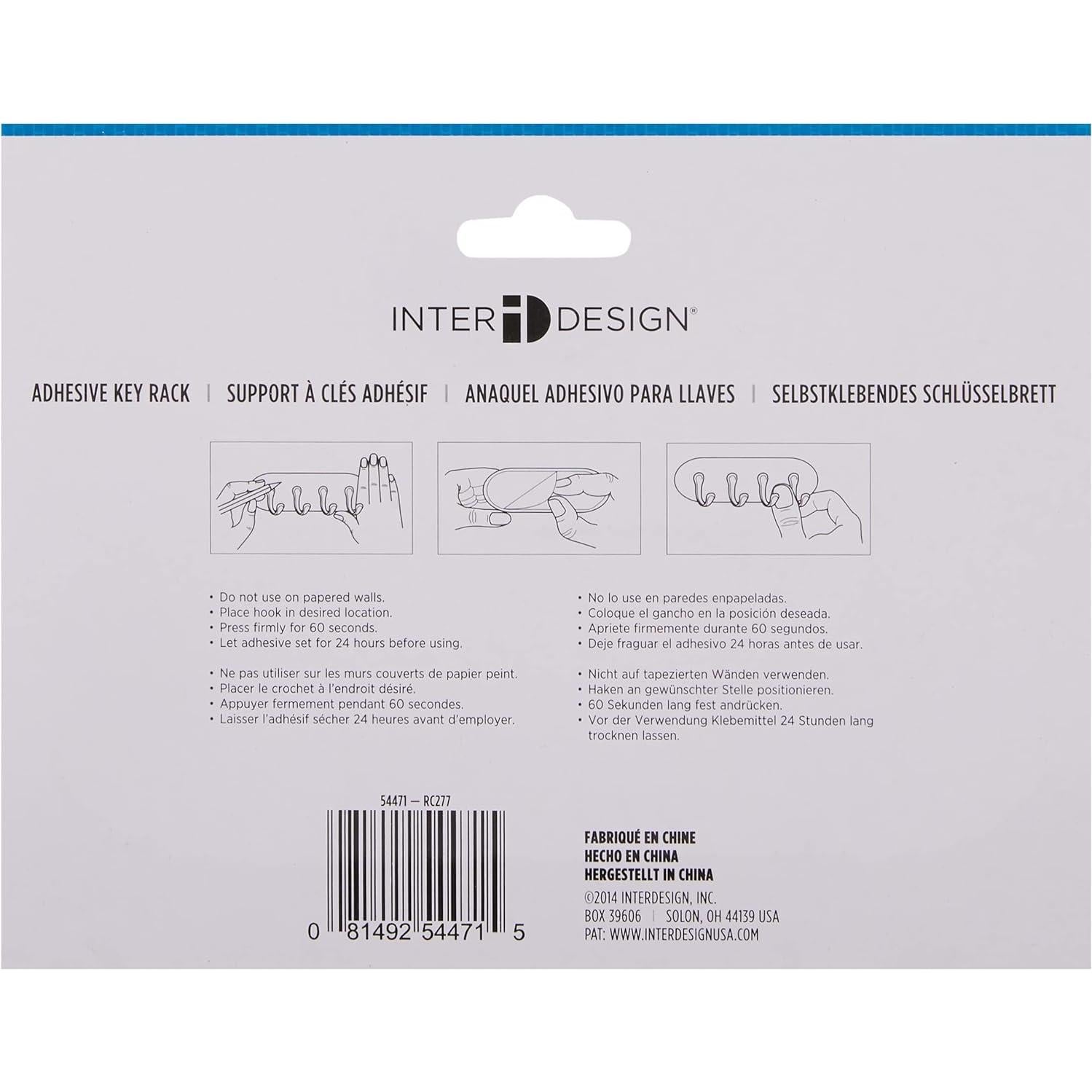 Soporte de Llaves Autoadhesivo InterDesign York 4 Ganchos Bronce