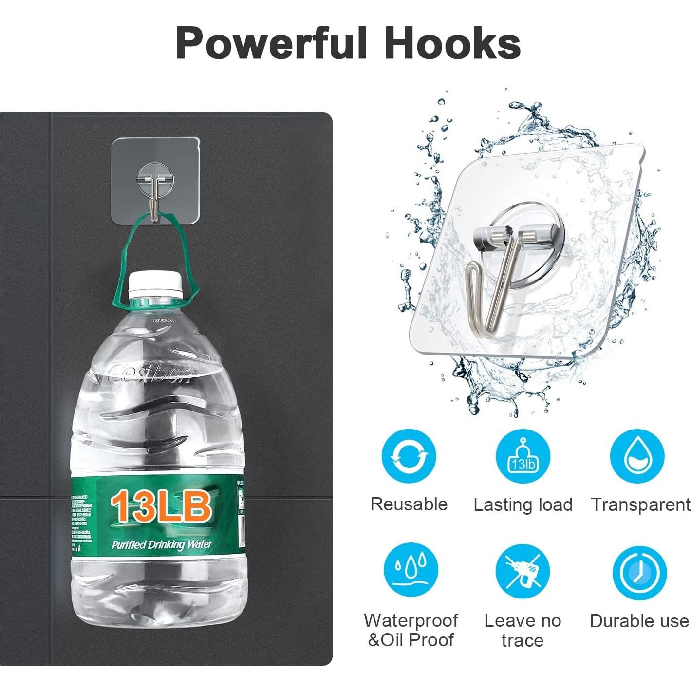 Ganchos Adhesivos ZNBEN Transparentes 5.9kg 10 Paquetes