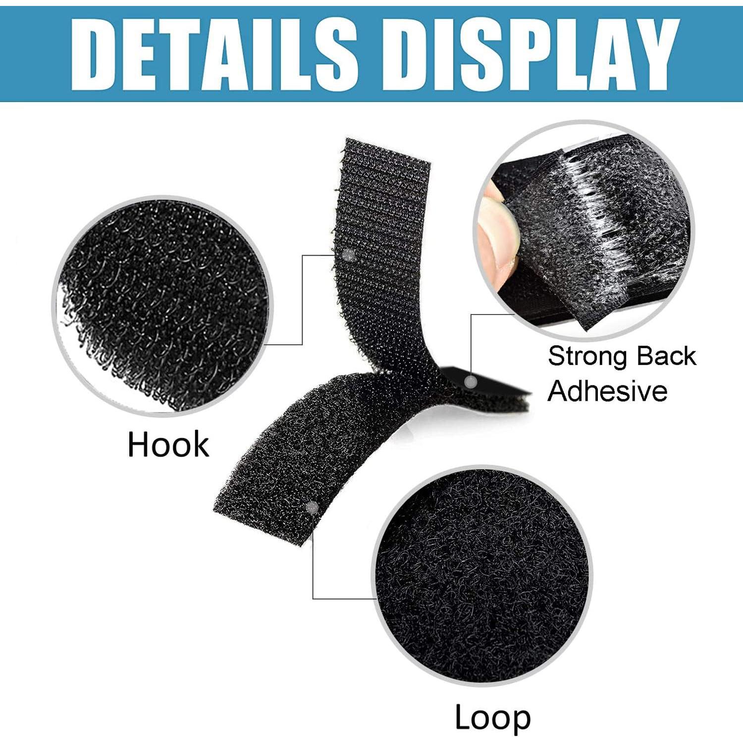 Cinta de Gancho y Bucle Jewoster 8x5x15cm Adhesiva Negra