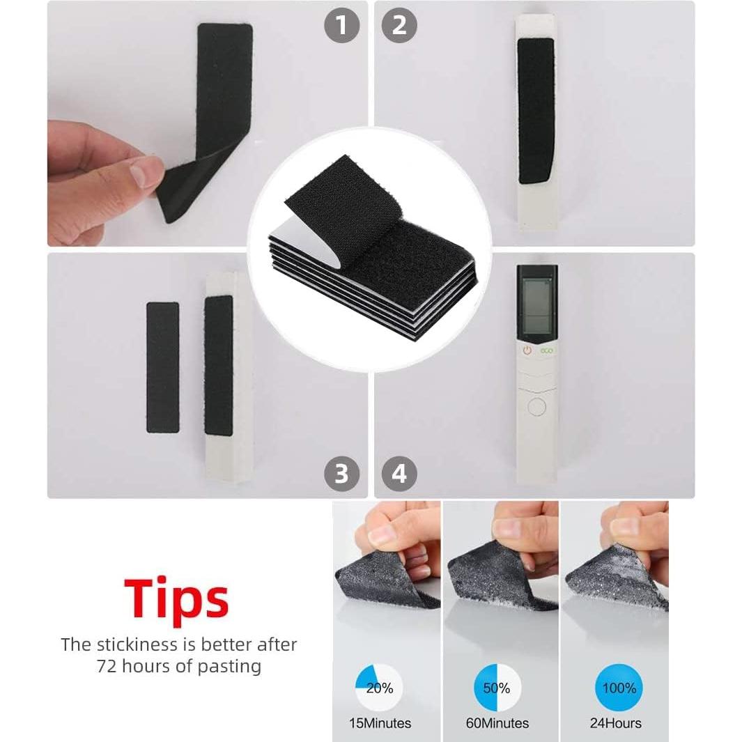 Cinta de Gancho y Bucle Jewoster 8x5x15cm Adhesiva Negra