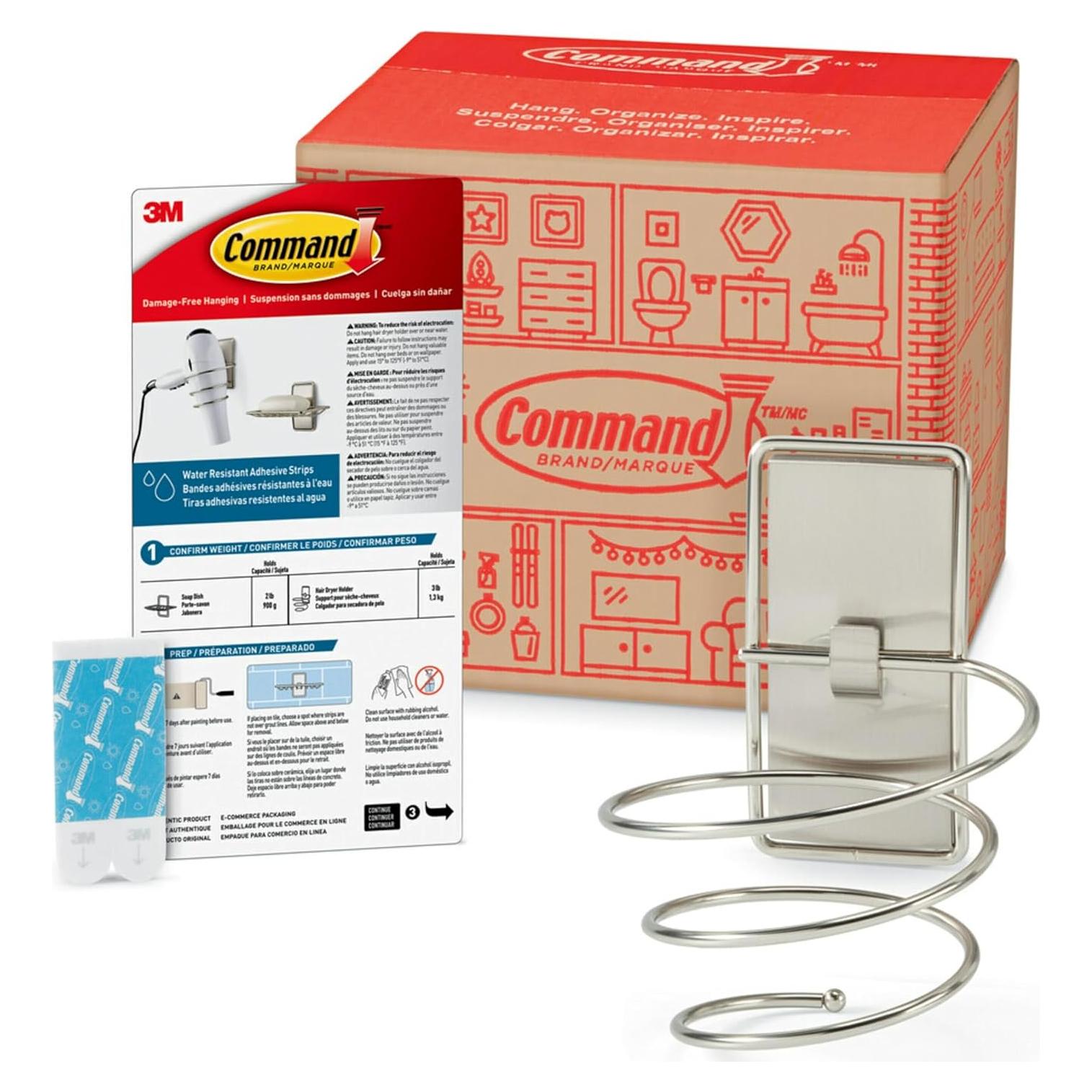 Soporte para Secador de Pelo Command con Tiras Resistentes