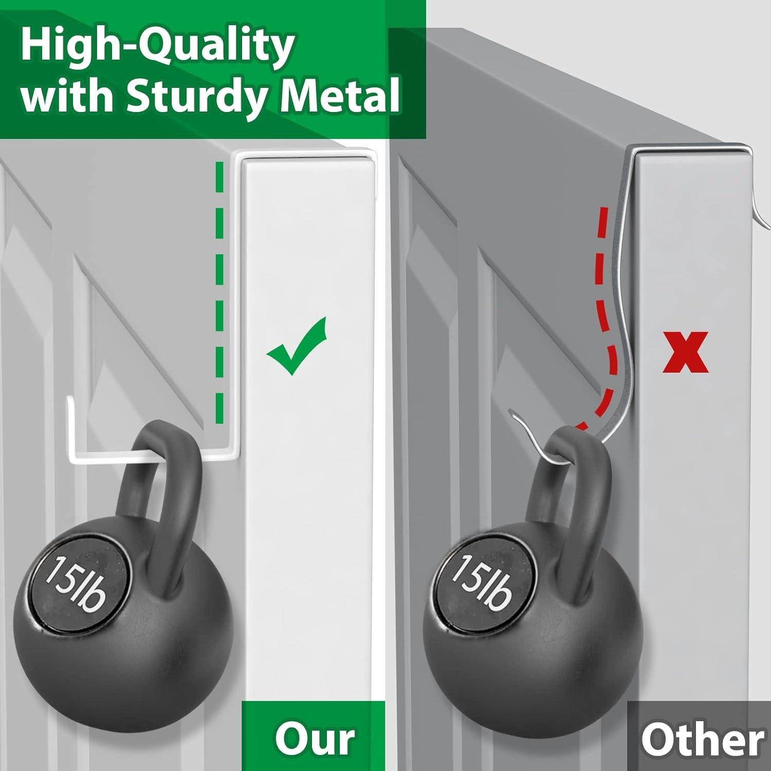 Ganchos sobre la puerta Booda Brand 10 PCS Blanco 6.8 kg