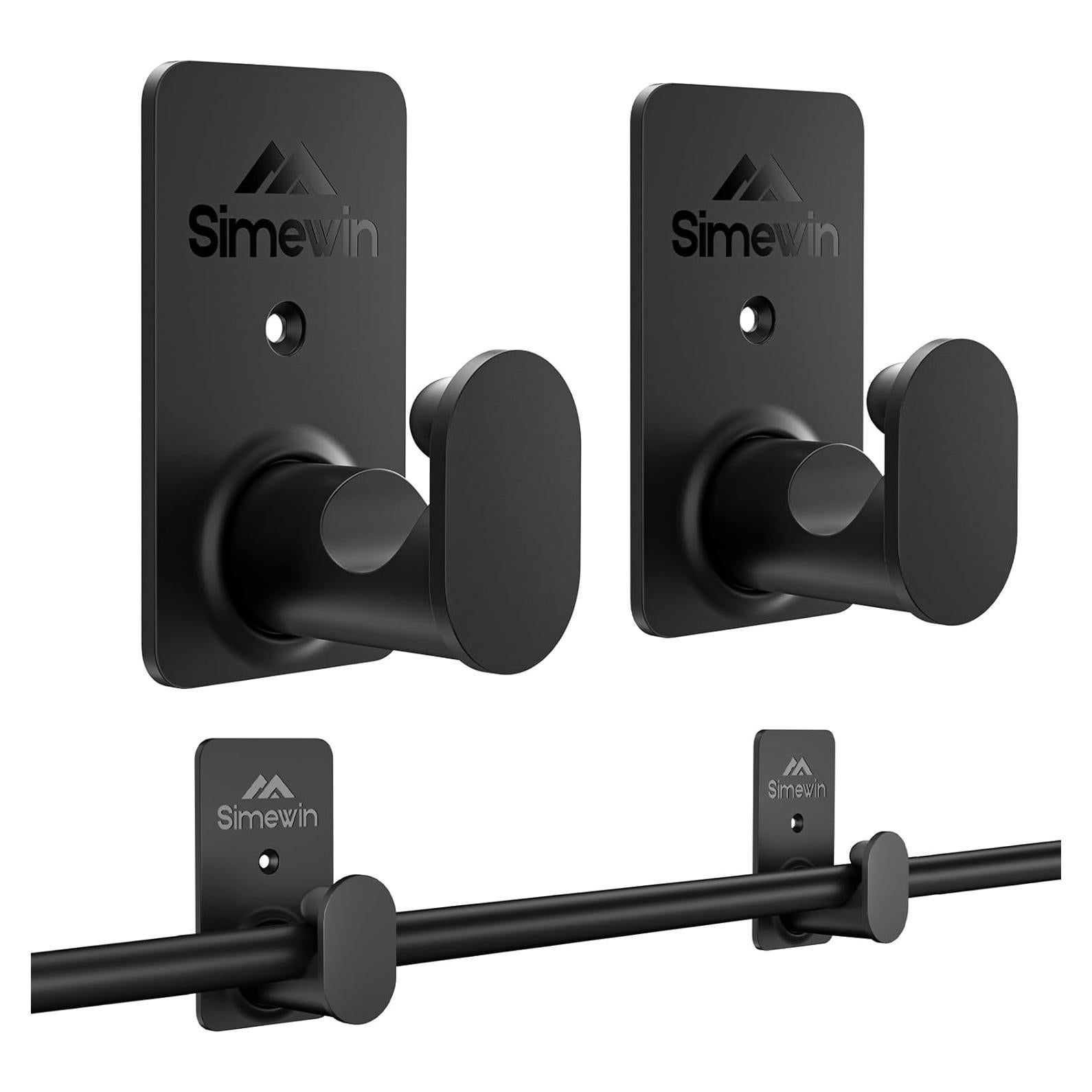 Soportes de Barra de Cortina Sin Perforación SIMEWIN 2 Piezas Negros