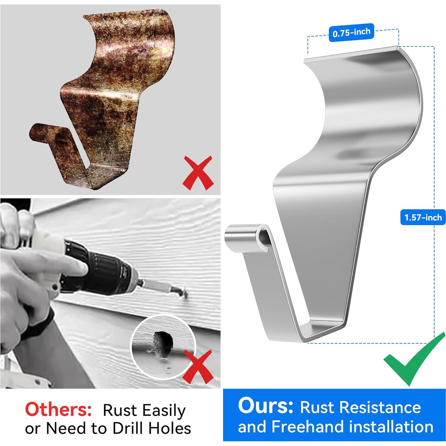 Ganchos para Revestimiento de Vinilo MIUKAA - Paquete de 8, 5.44 kg
