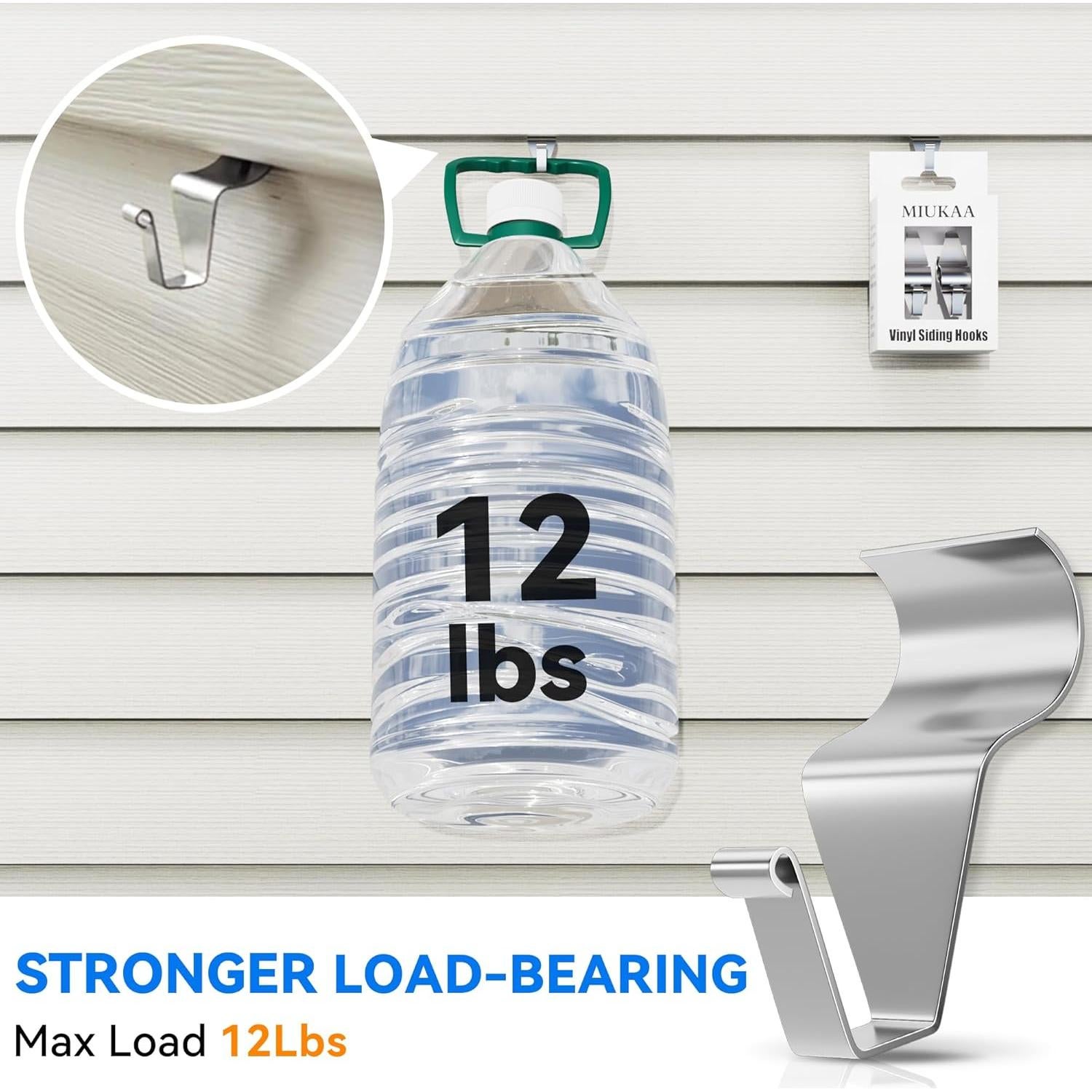 Ganchos para Revestimiento de Vinilo MIUKAA - Paquete de 8, 5.44 kg