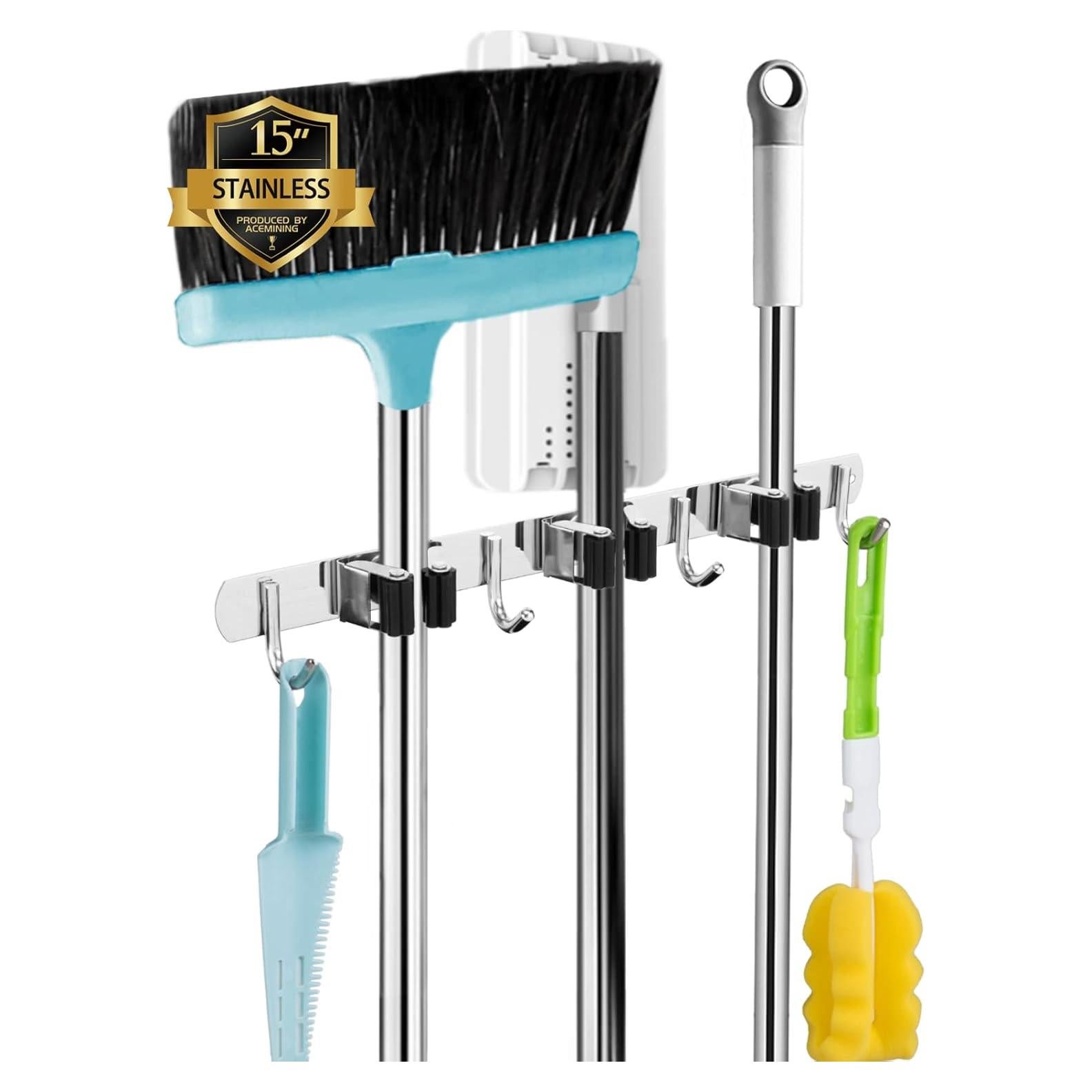 Organizador de Escobas AceMining con 3 Estantes y 4 Ganchos