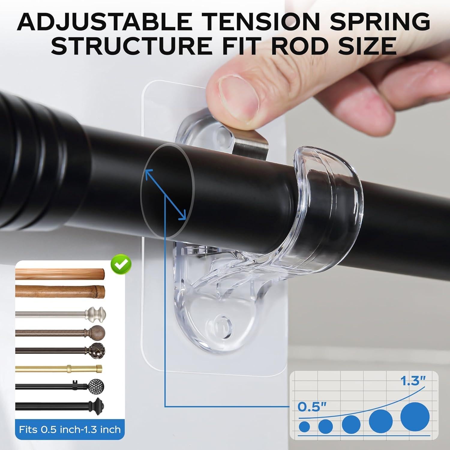 Soportes de Varilla de Cortina MUAKIOY 8 Paquete Autoadhesivos