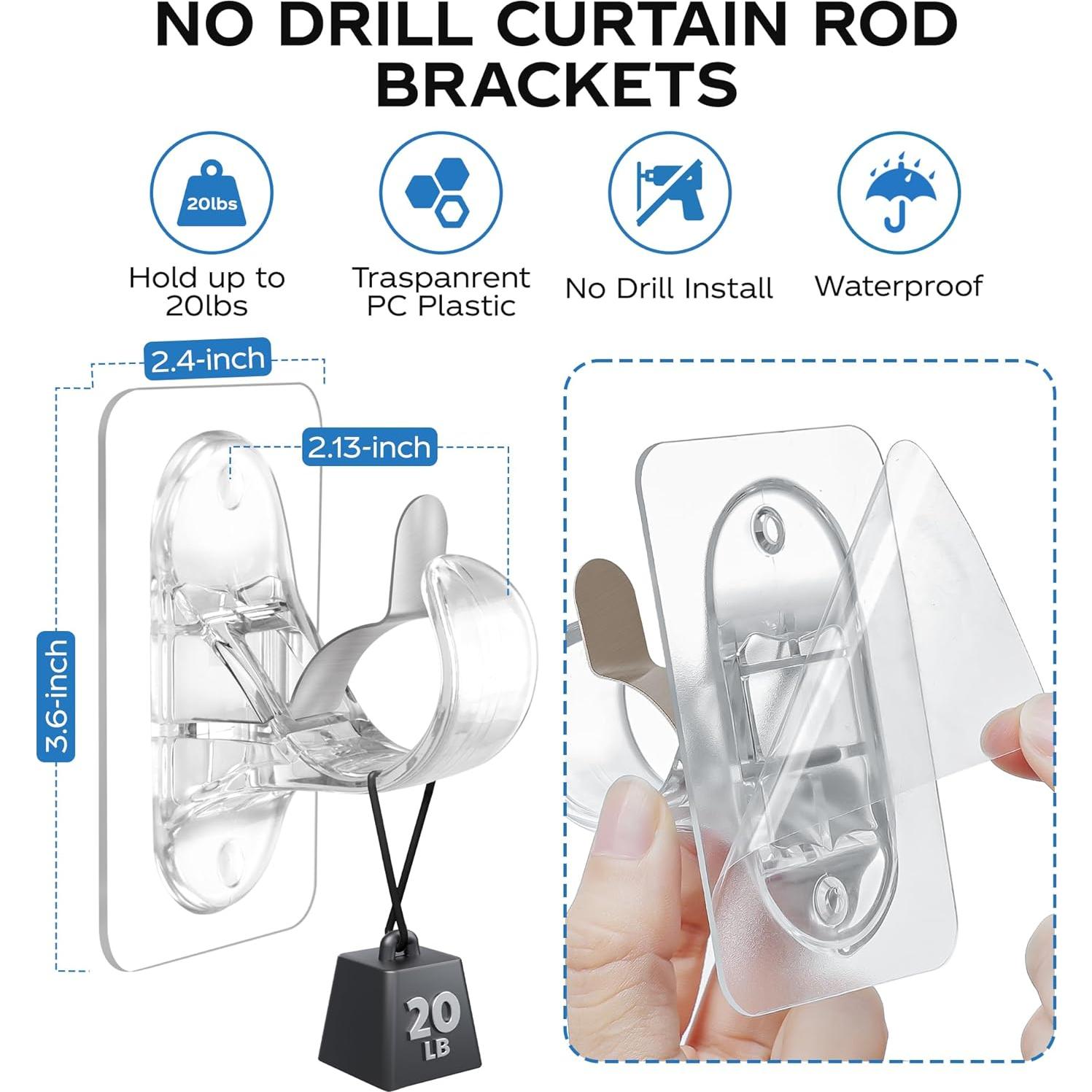 Soportes de Varilla de Cortina MUAKIOY 8 Paquete Autoadhesivos