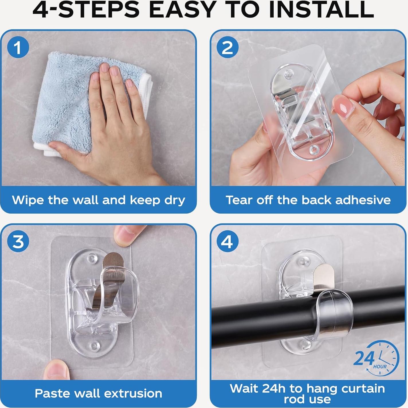 Soportes de Varilla de Cortina MUAKIOY 8 Paquete Autoadhesivos