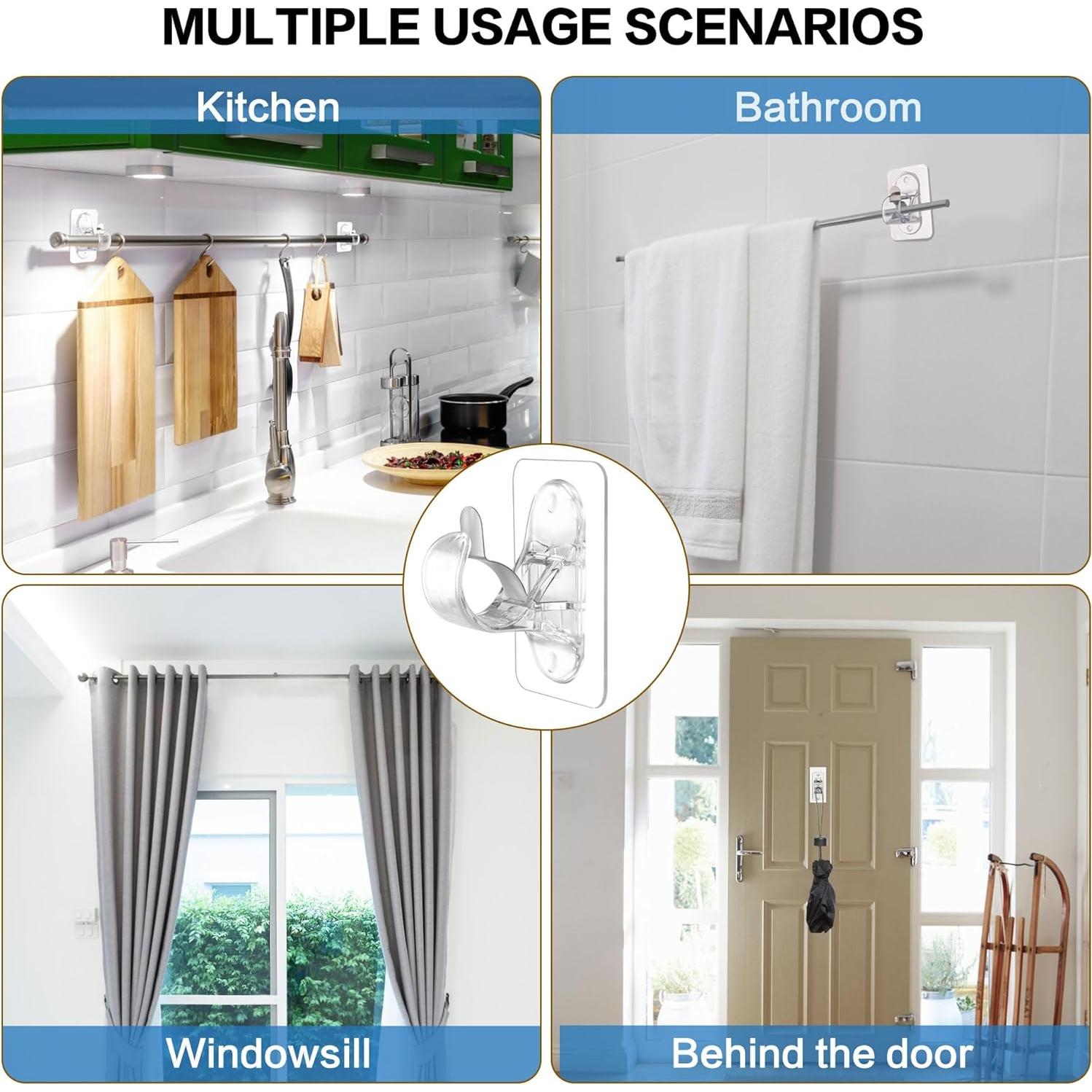 Soportes de Varilla de Cortina MUAKIOY 8 Paquete Autoadhesivos