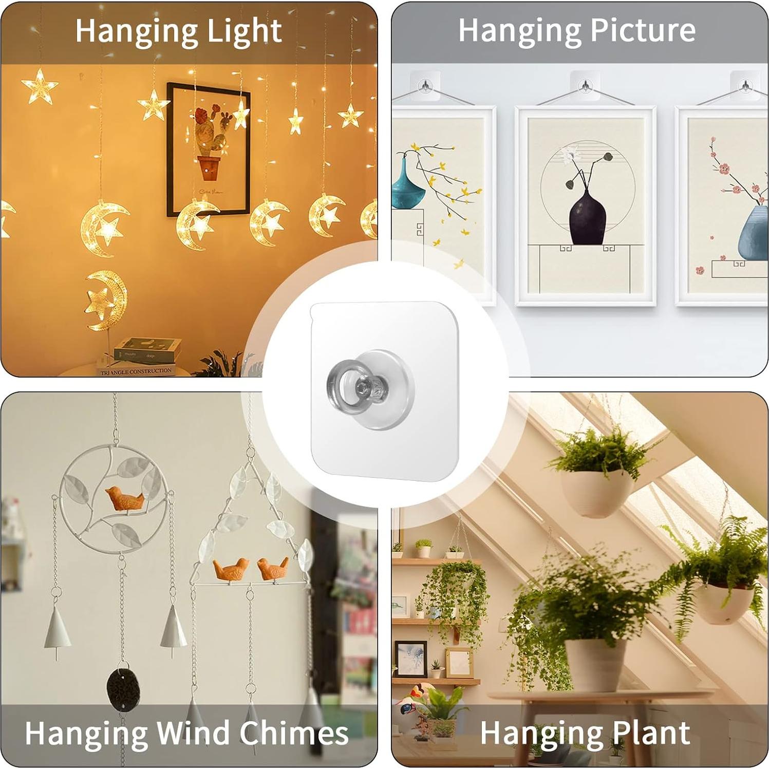 Ganchos Adhesivos para Techo Ginmino, Acero Inoxidable, 4 Pcs