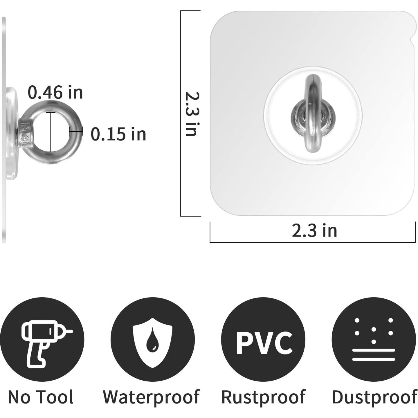 Ganchos Adhesivos para Techo Ginmino, Acero Inoxidable, 4 Pcs