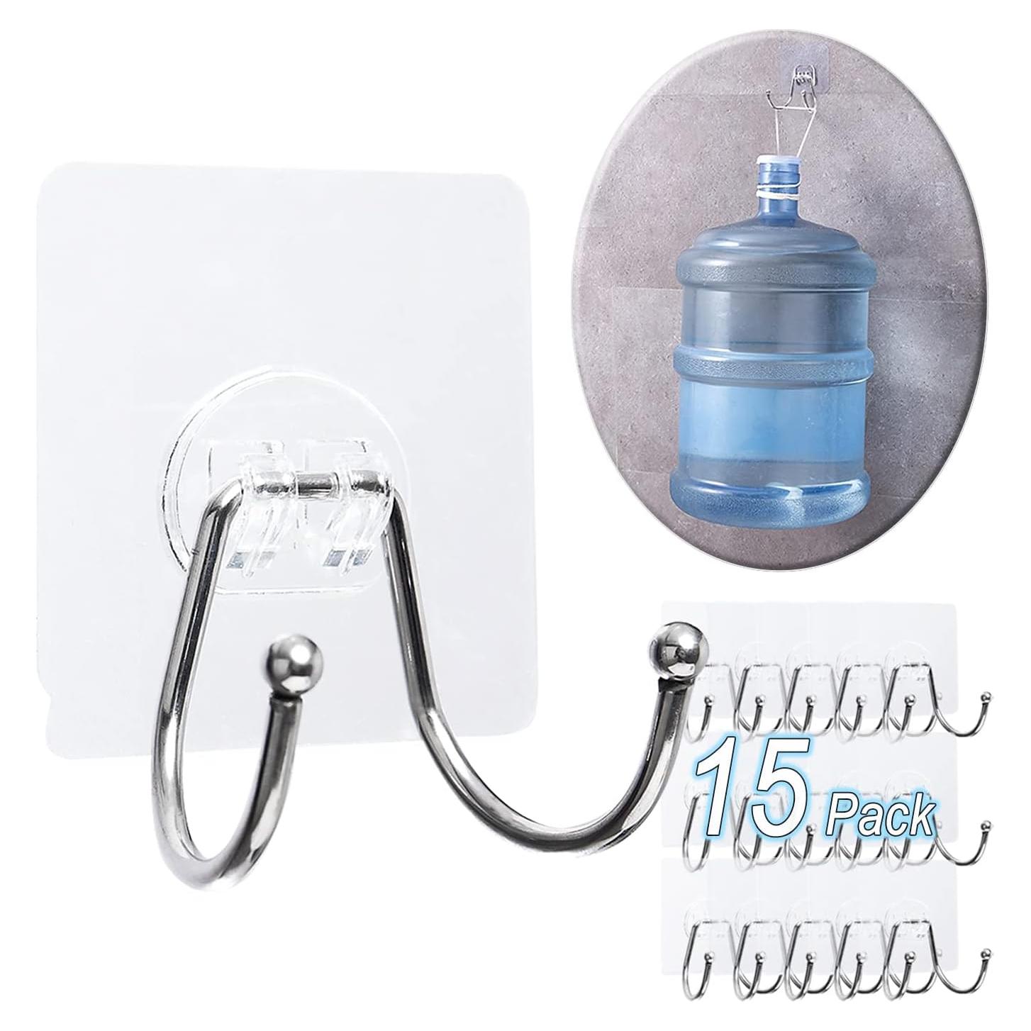 Paquete de 15 Ganchos Adhesivos CenterZ Doble Grande 15 kg