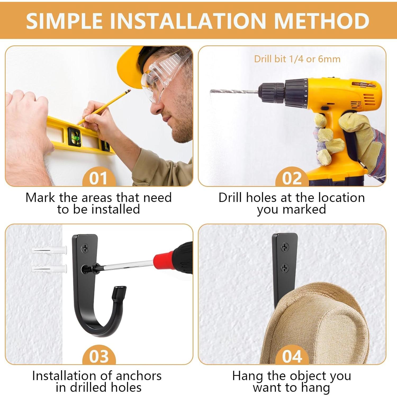 Ganchos de Pared WODEGIFT 5 Pcs Alta Resistencia Negro