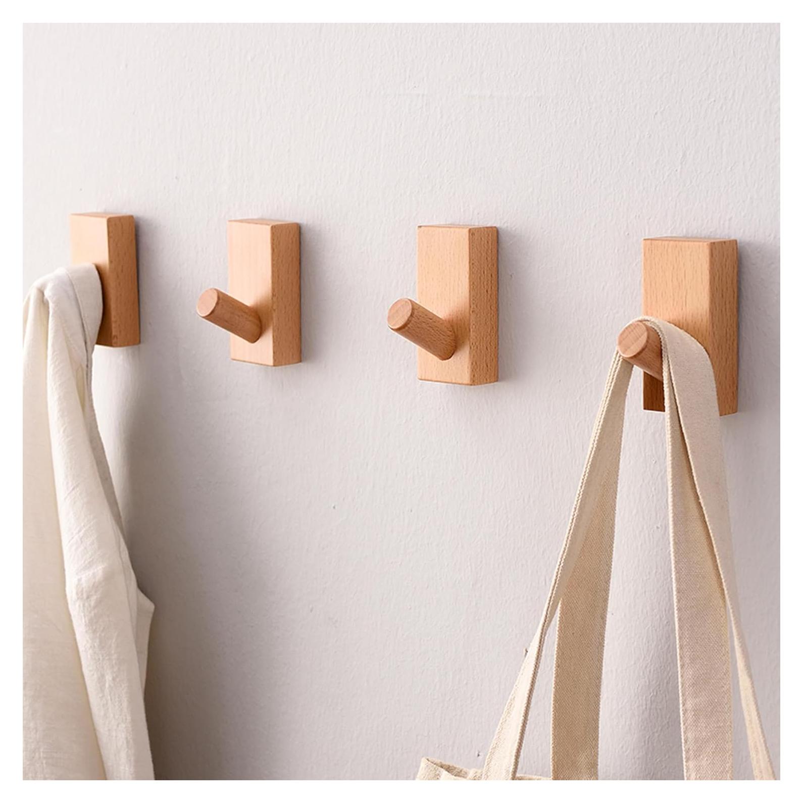 Ganchos de Madera de Haya QUELLANCE - Paquete de 4 para Pared