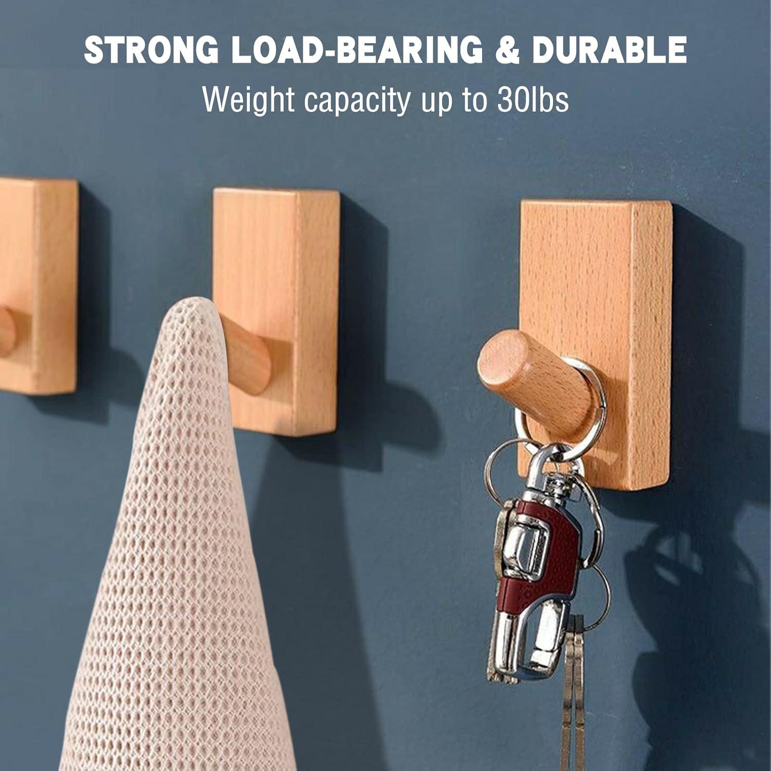 Ganchos de Madera de Haya QUELLANCE - Paquete de 4 para Pared