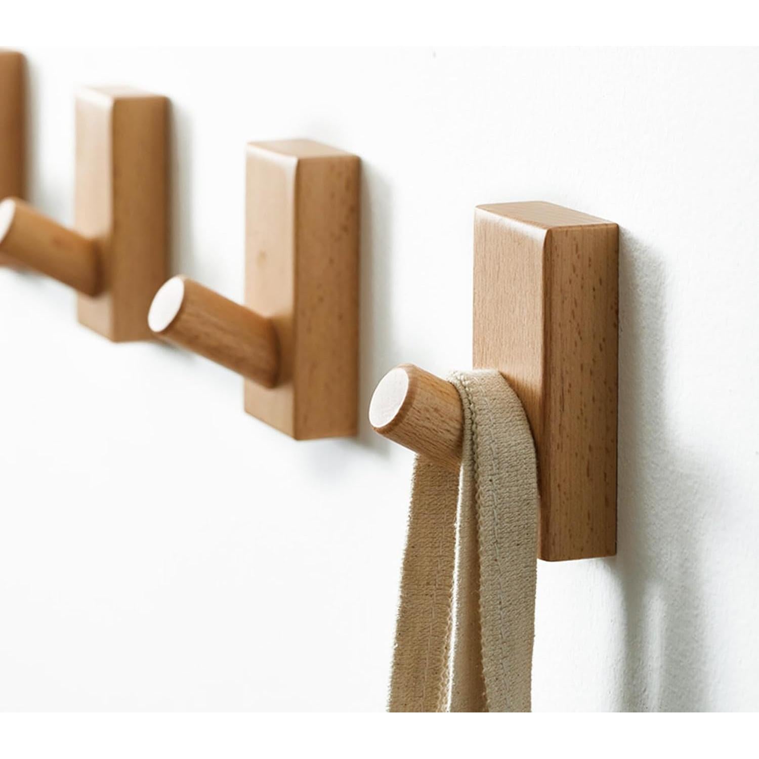 Ganchos de Madera de Haya QUELLANCE - Paquete de 4 para Pared