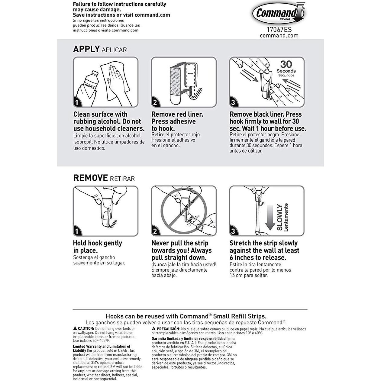Ganchos de Alambre Command 18 Piezas Soporta 0.23 kg Blanco