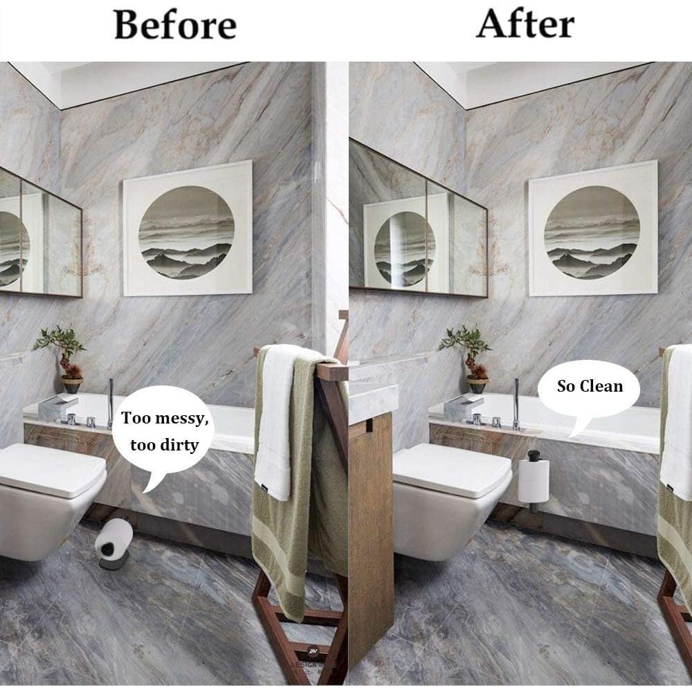 Soporte de Papel Higiénico Adhesivo Cerekony Acero Inoxidable Negro