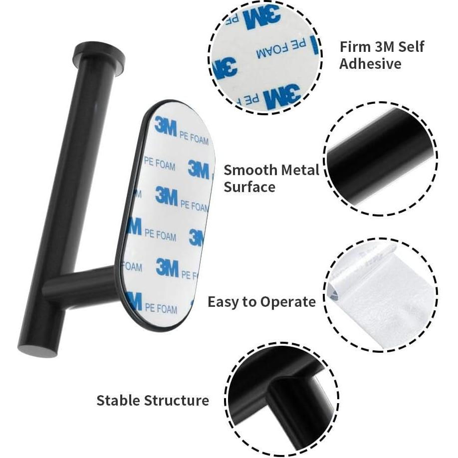 Soporte de Papel Higiénico Adhesivo Cerekony Acero Inoxidable Negro