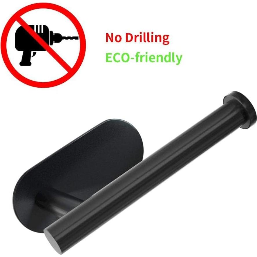 Soporte de Papel Higiénico Adhesivo Cerekony Acero Inoxidable Negro