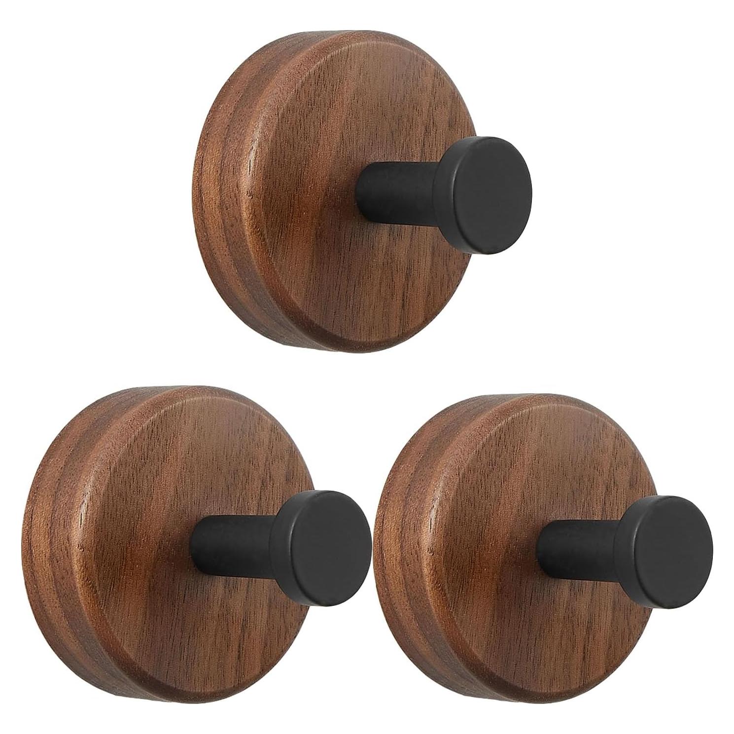 Ganchos Adhesivos de Madera Natural FunViet - Paquete de 3