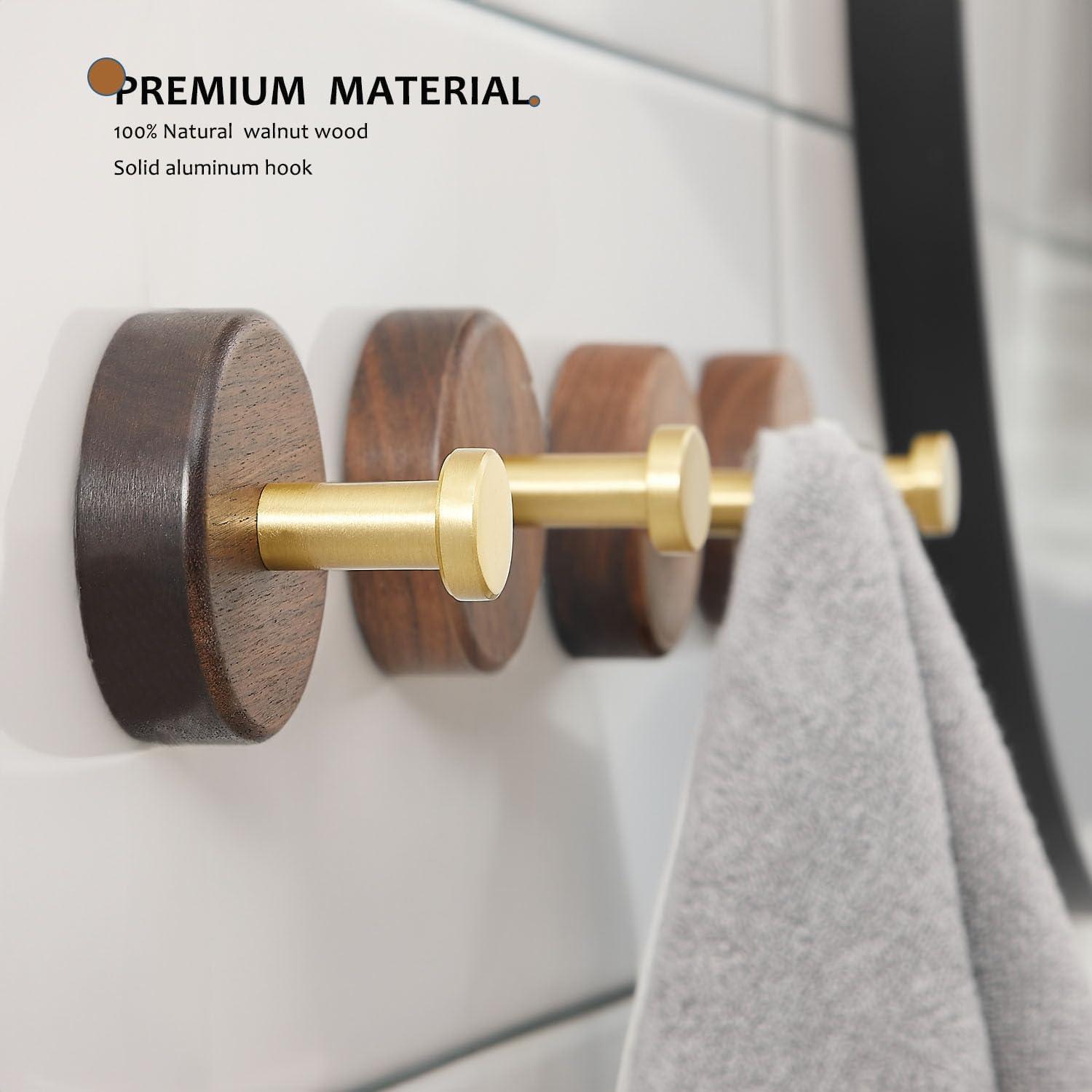 Ganchos Adhesivos de Madera Natural FunViet - Paquete de 3