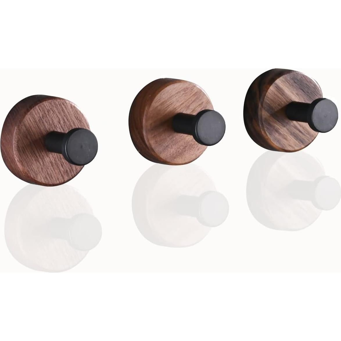 Ganchos Adhesivos de Madera Natural FunViet - Paquete de 3