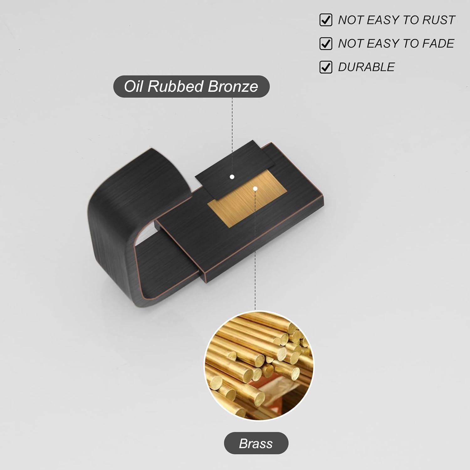 Gancho de Ropa BESy Cuadrado Bronce Aceitado Autoadhesivo