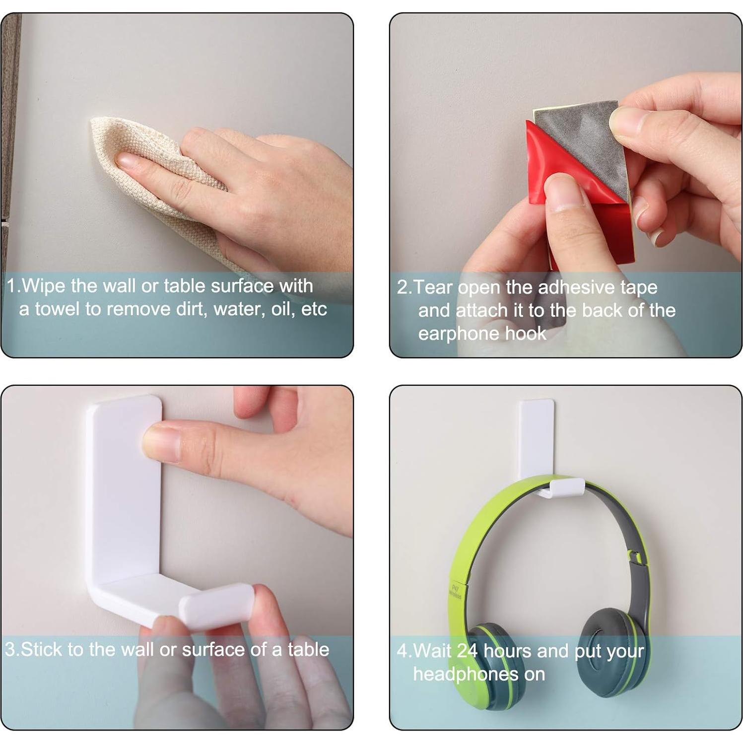 Soporte para Auriculares Weewooday 4 Piezas Acrílico Blanco